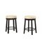 Contemporary Home Living Set of 2 Ivory and Brown Round Counter Stools with Swivel Seat 24"